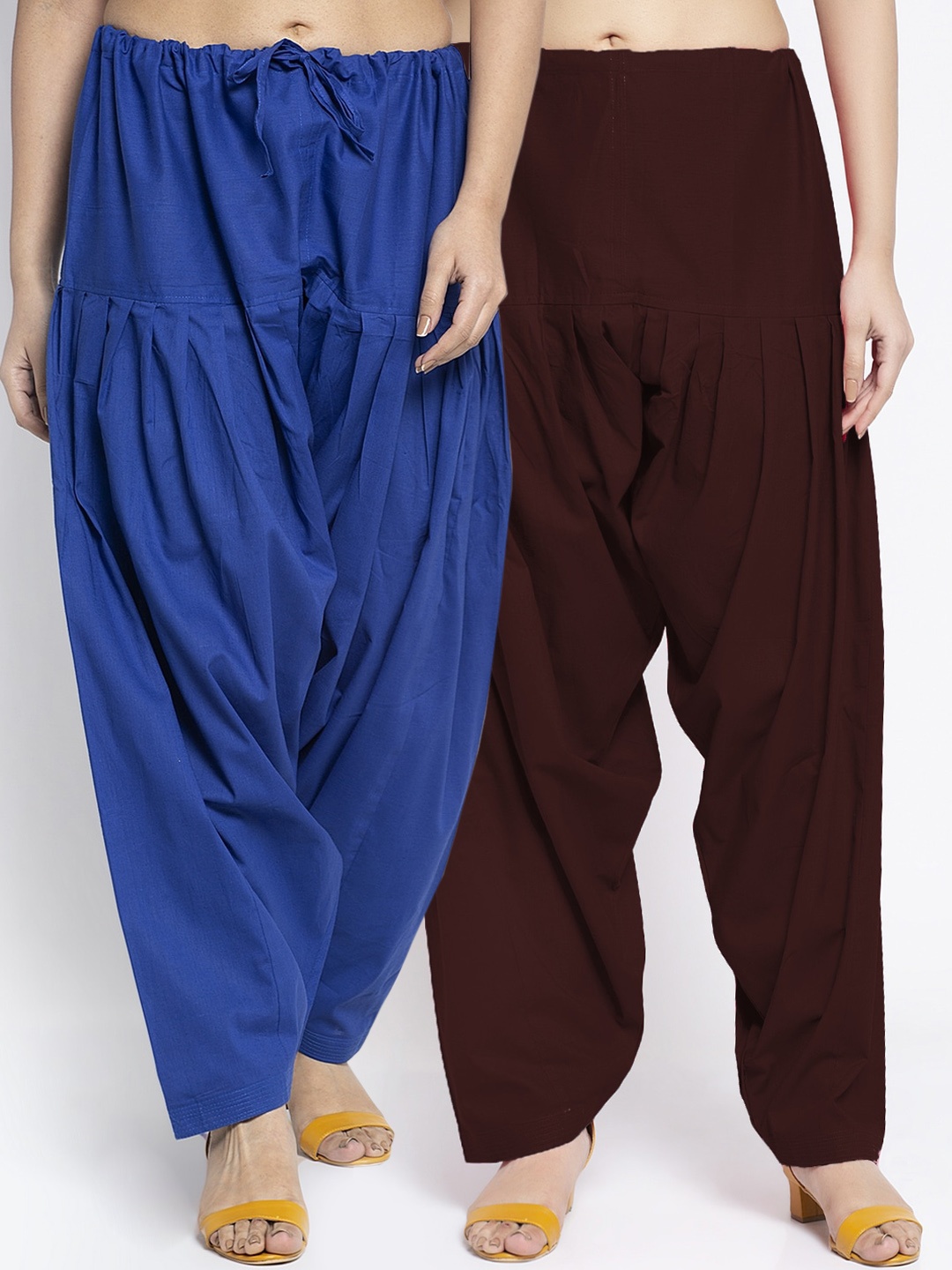 

Jinfo Women Pack Of 2 Solid Pure Cotton Loose Fit Salwar, Blue