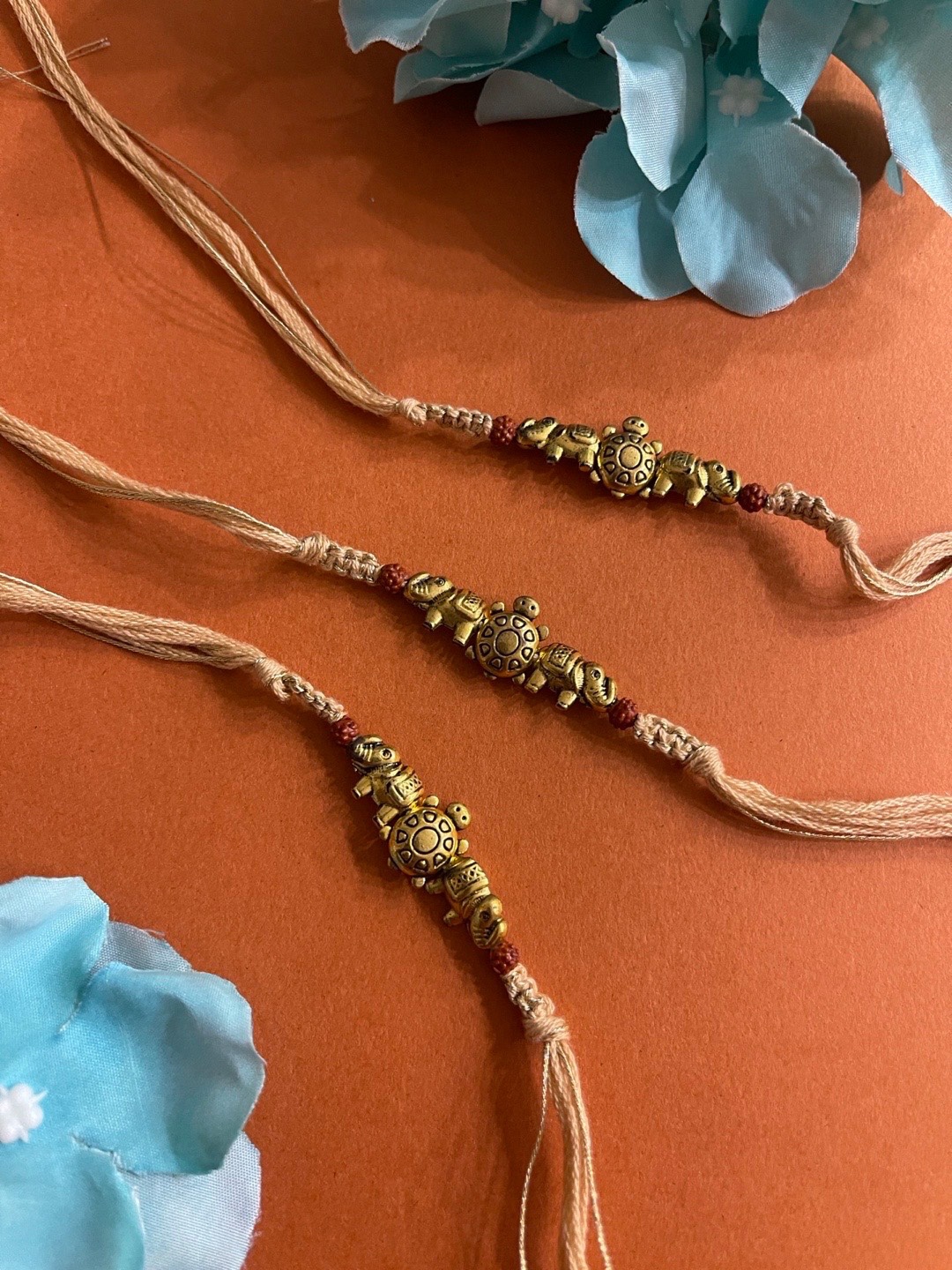 

Digital Dress Room Men Set Of 3 Gold-Colored Rudraksha Rakhi