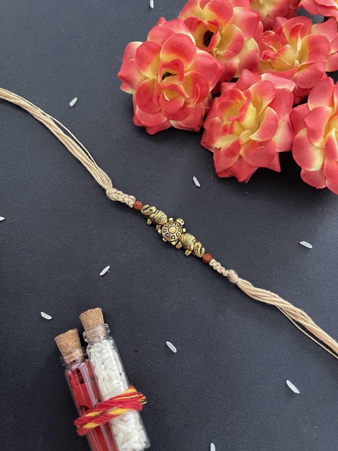 

Digital Dress Room Men Gold-Colored Tortoise-Shaped Rakhi