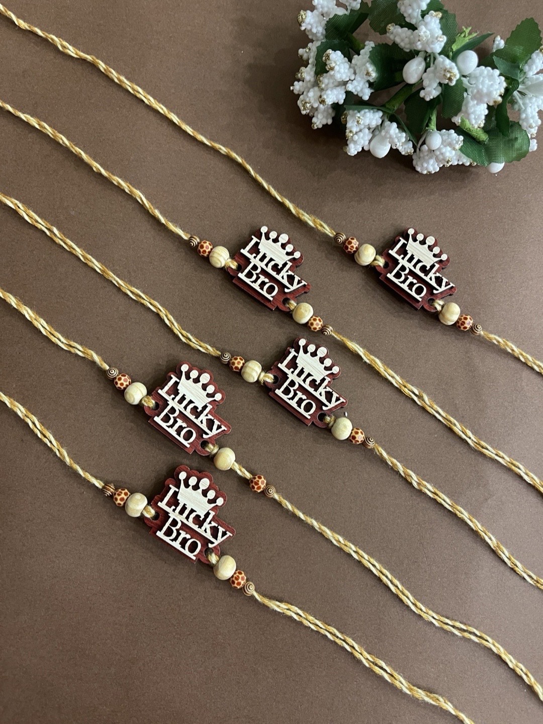 

Digital Dress Room Men Set Of 5 Gold-Toned Beaded Rakhi