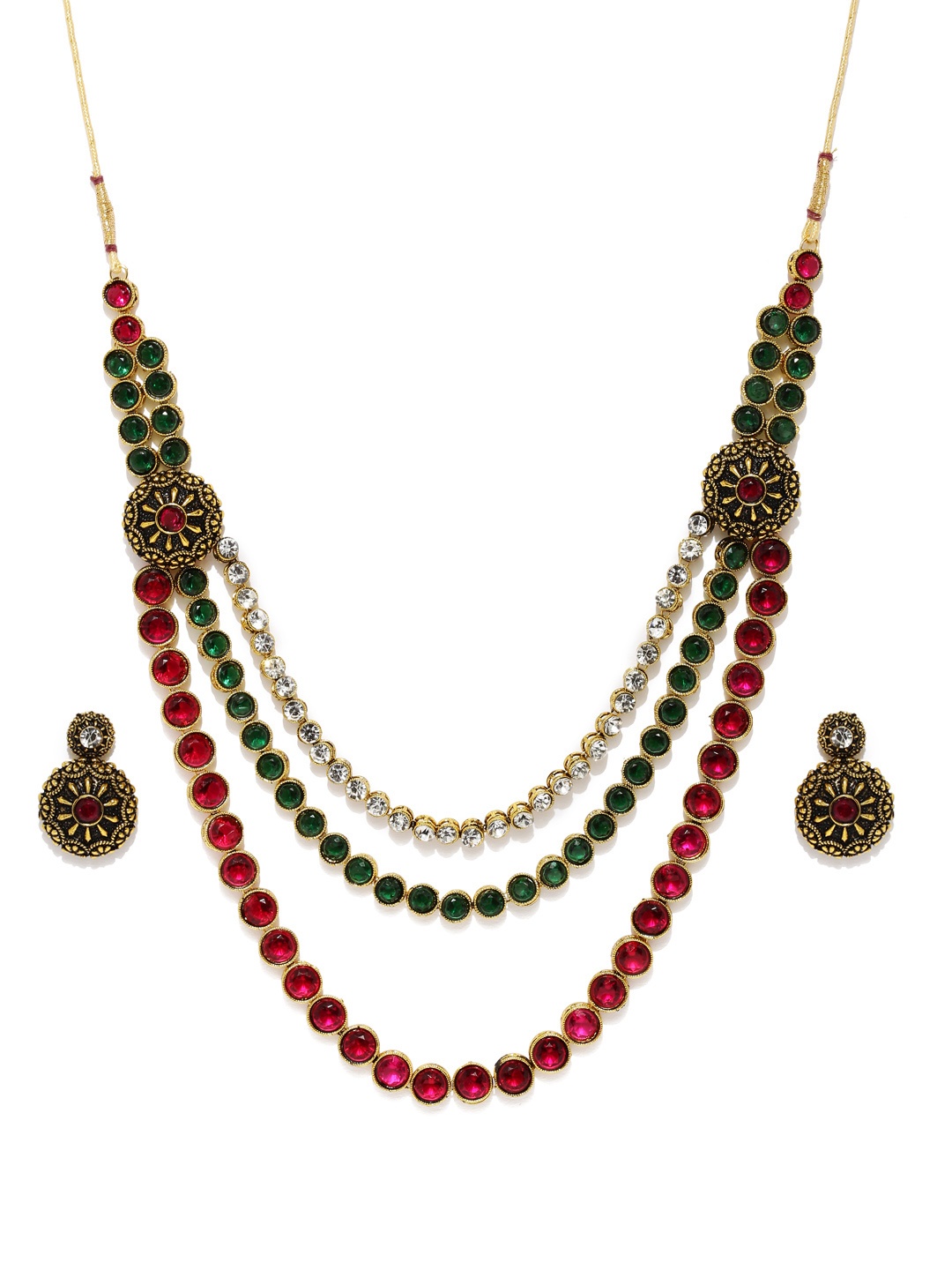 

Zaveri Pearls Multicoloured Embellished Jewellery Set, Multi