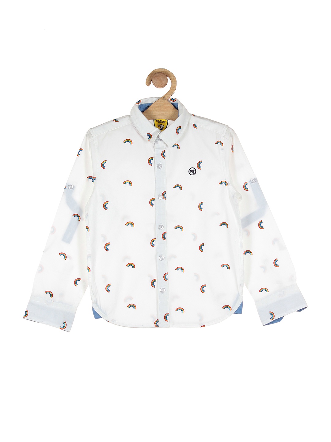 

Lil Lollipop Boys White Rainbow Printed Casual Shirt