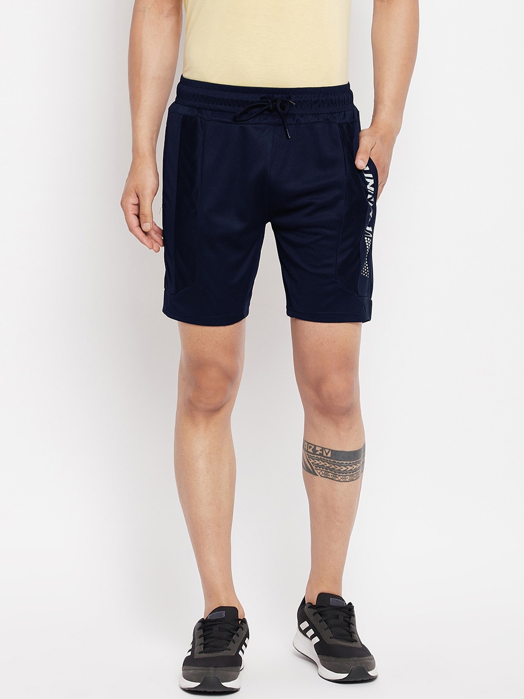 

Duke Men Blue Typography Printed Slim Fit Sports Shorts