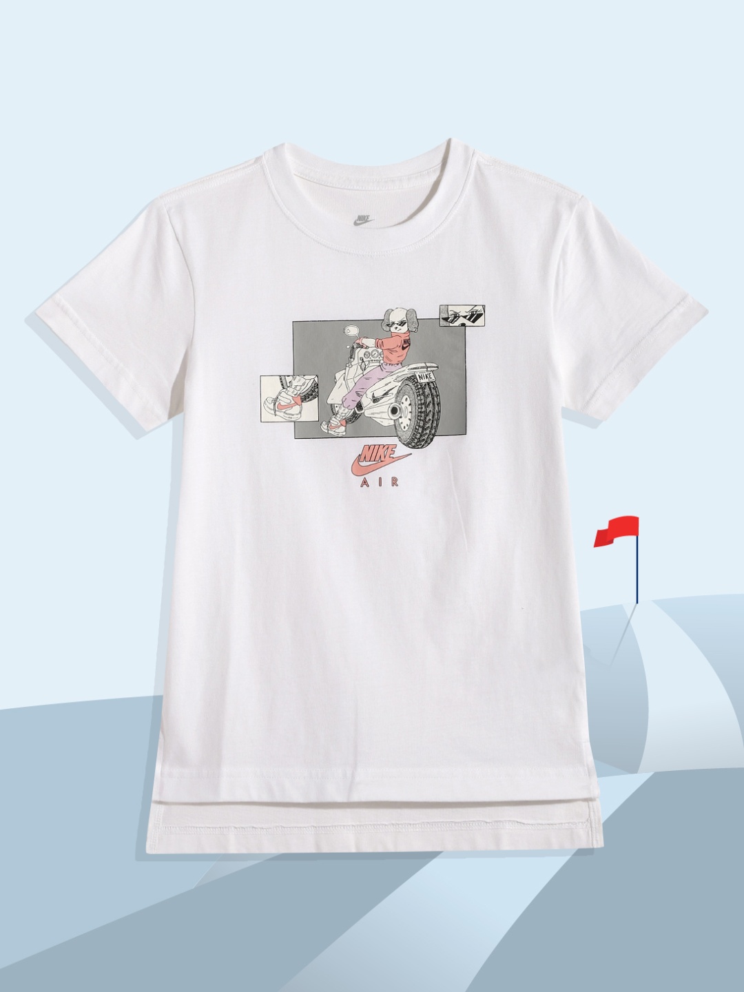 

Nike Girls White Printed HILO MANGA SHOE DOG Pure Cotton T-shirt