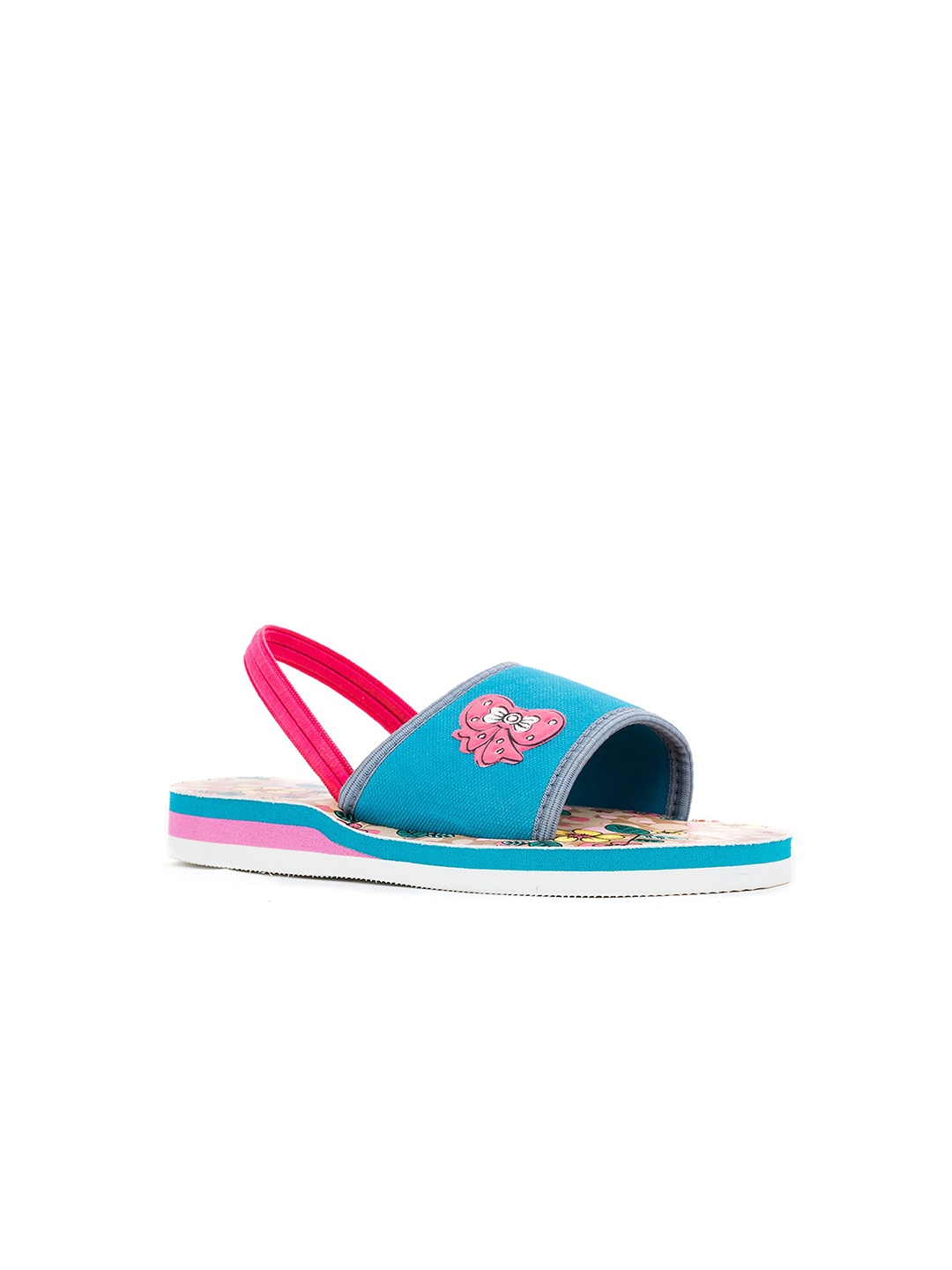 

Khadims Kids-Girls Turquoise Blue Open Toe Printed Flats