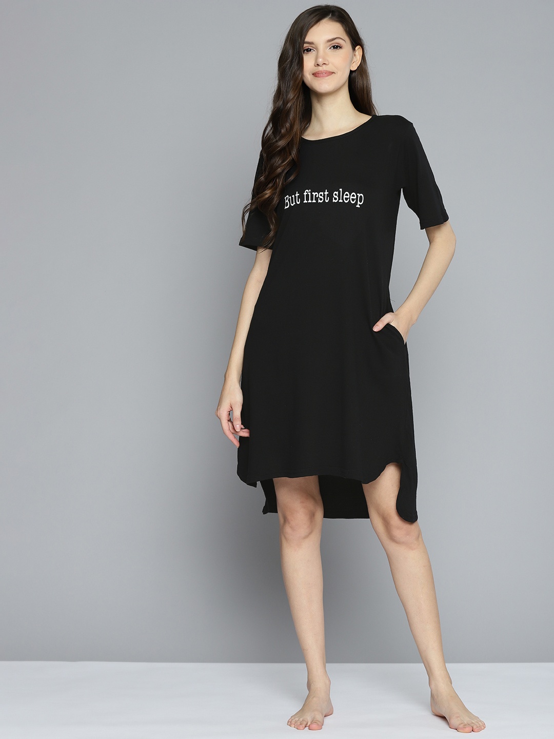 

Mast & Harbour Black Printed Cotton Nightdress