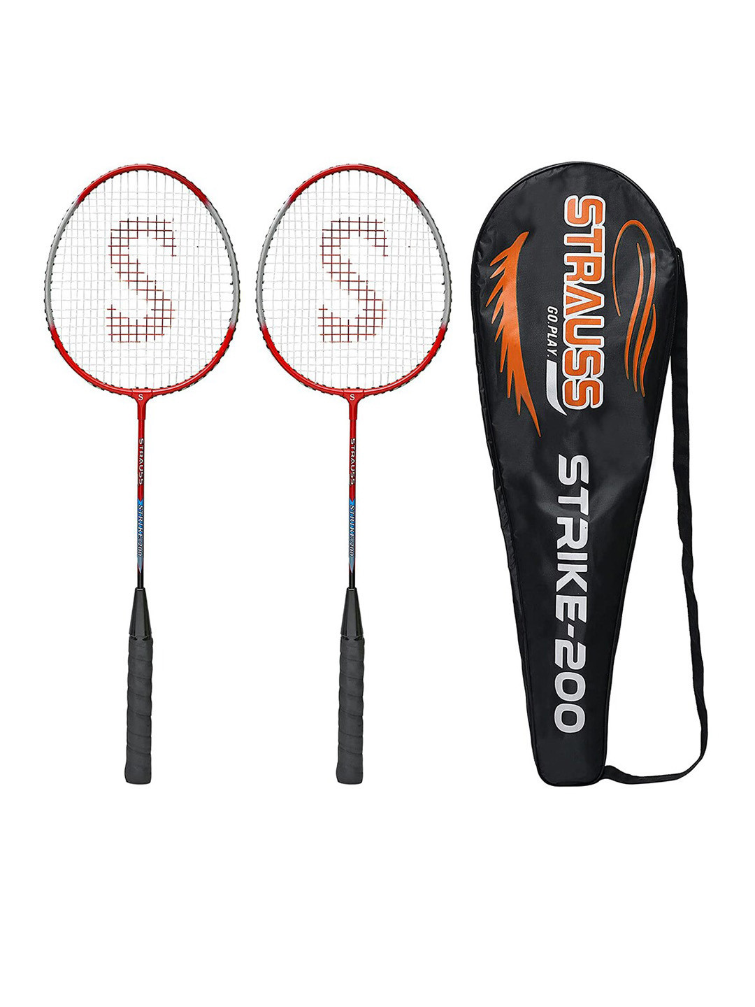 

STRAUSS Kids Set of 2 Red & Blue Solid Strike 200 Badminton Racquets