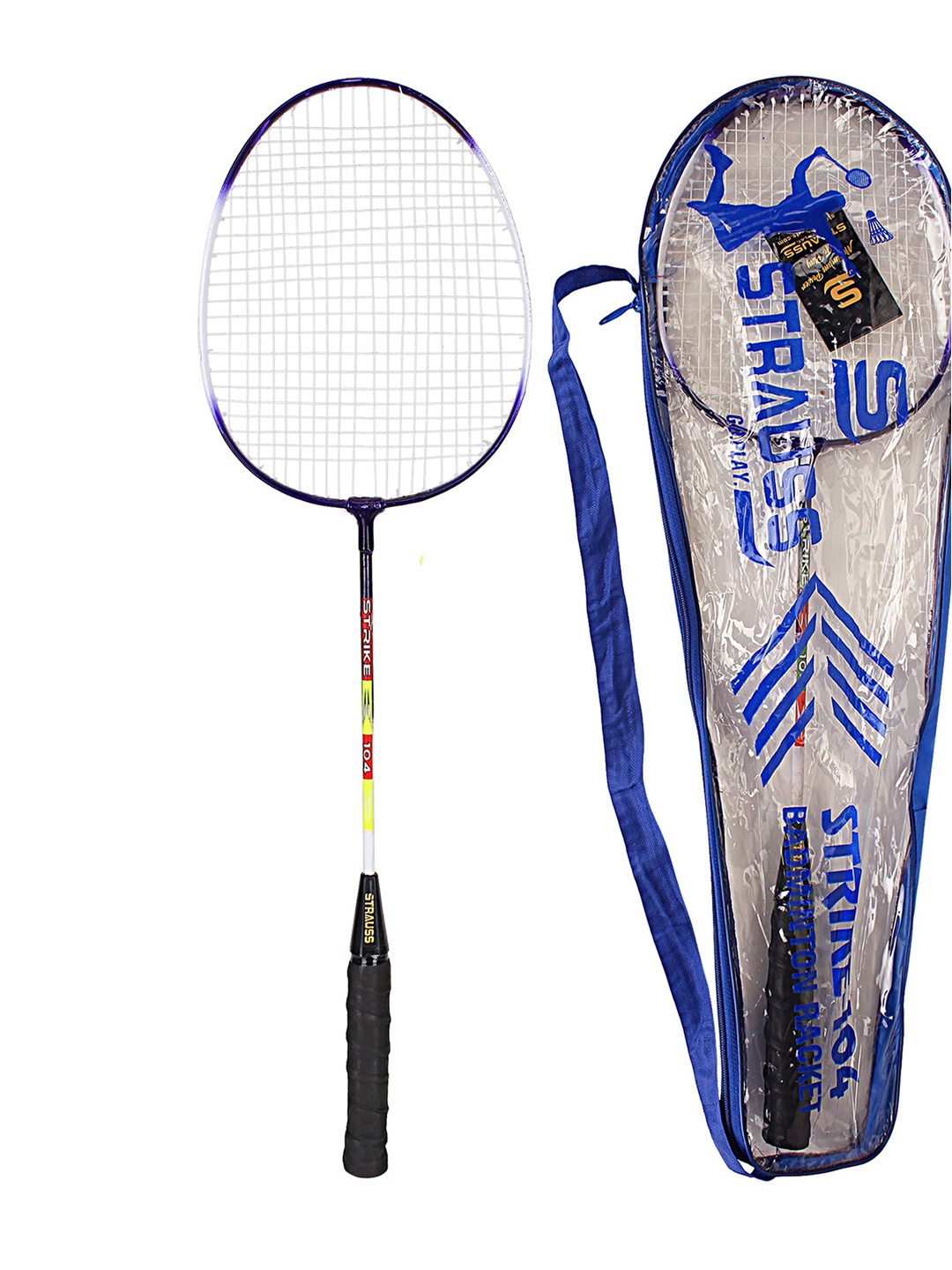 

STRAUSS Kids White & Blue Solid Strike 104 Badminton Racquet