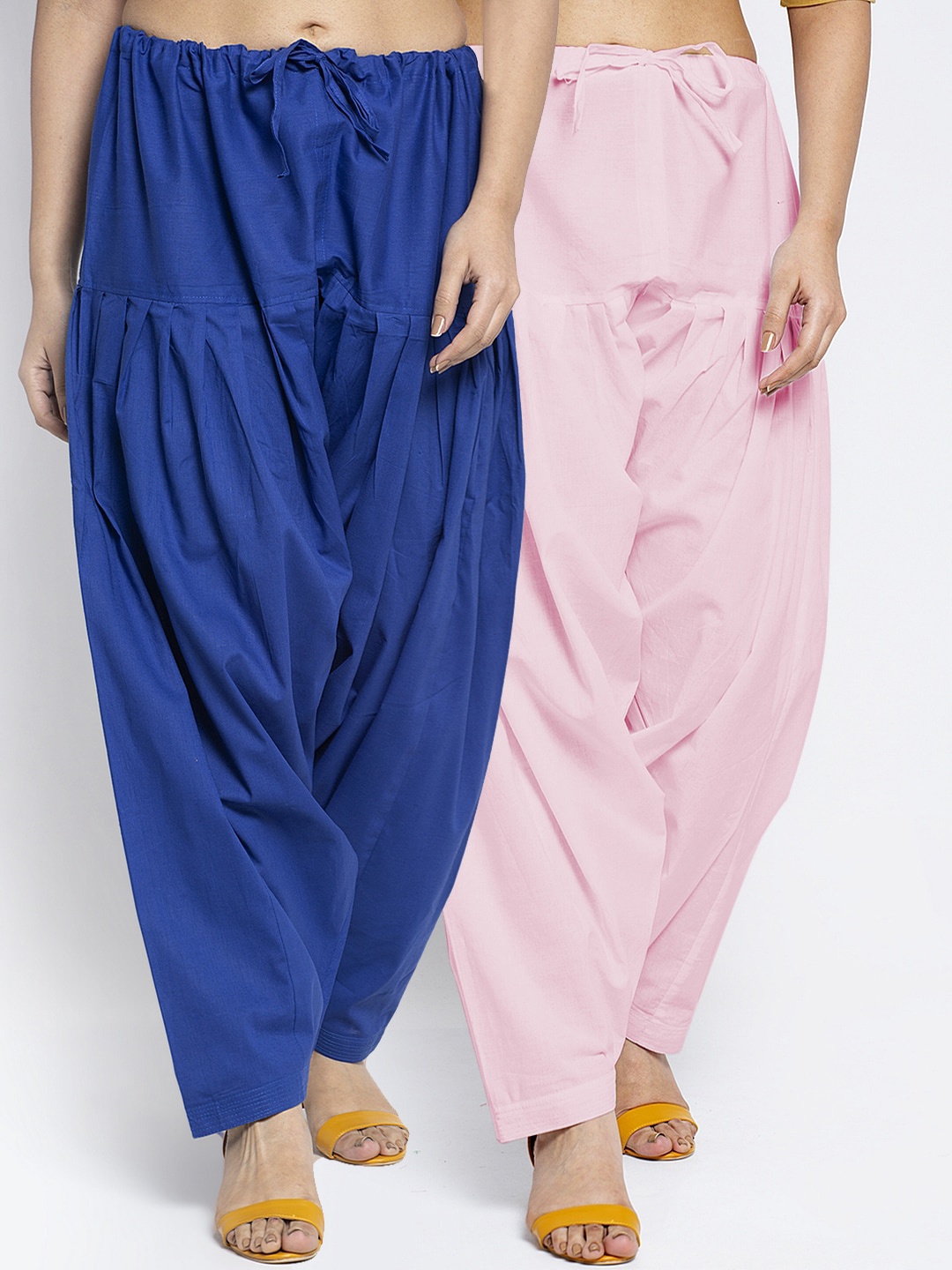 

GRACIT Women Pack Of 2 Pink & Blue Solid Loose Fit Pure Cotton Salwars