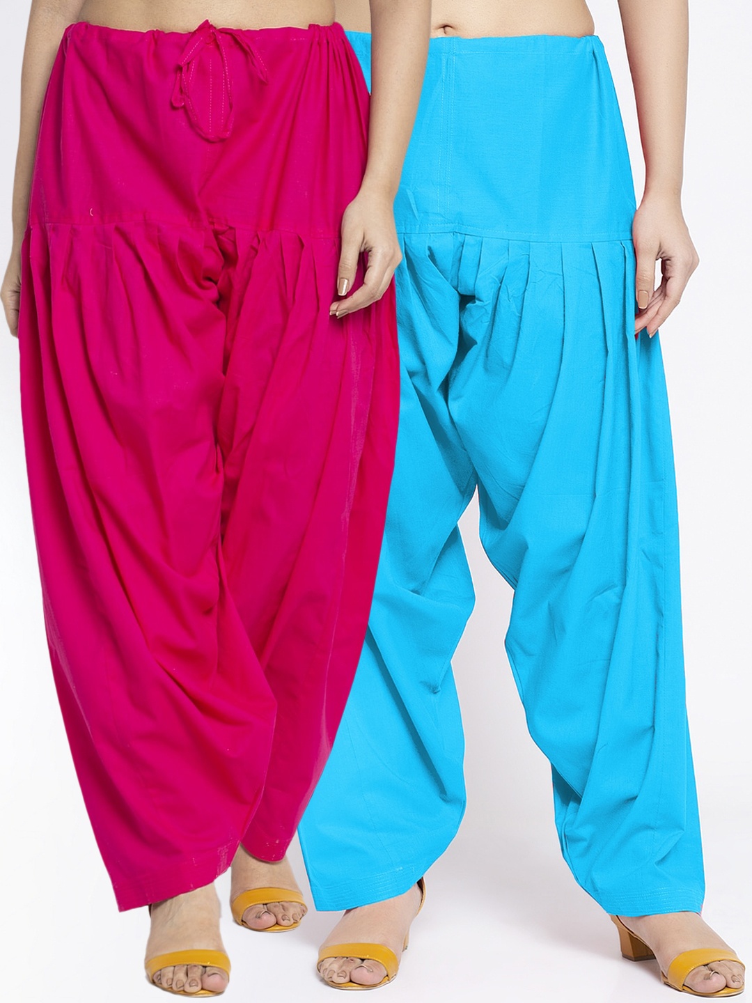 

GRACIT Women Pack Of 2 Blue & Pink Solid Loose Fit Cotton Salwars