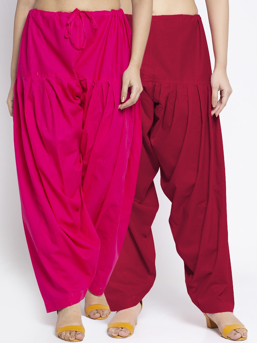 

GRACIT Women Pack Of 2 Pink & Maroon Solid Loose Fit Cotton Salwars