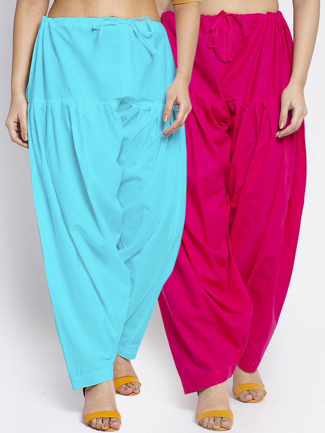 

GRACIT Women Pack Of 2 Pink & Blue Solid Cotton Loose Fit Salwars