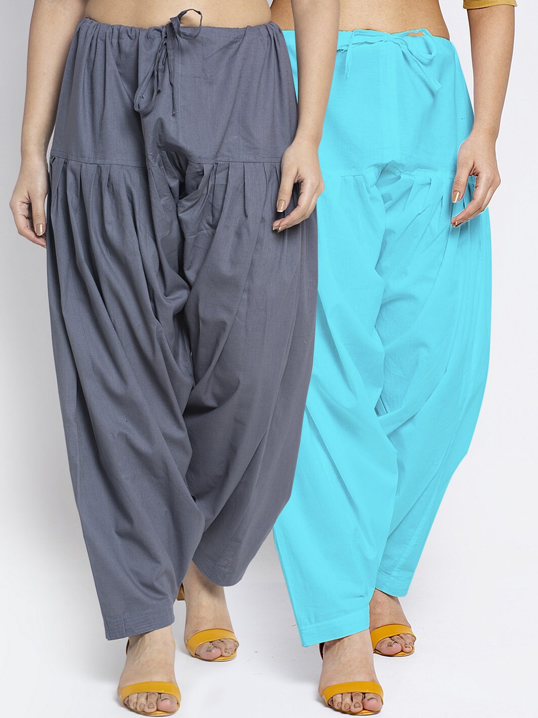 

GRACIT Women Pack Of 2 Solid Pure Cotton Patiala Salwar, Grey