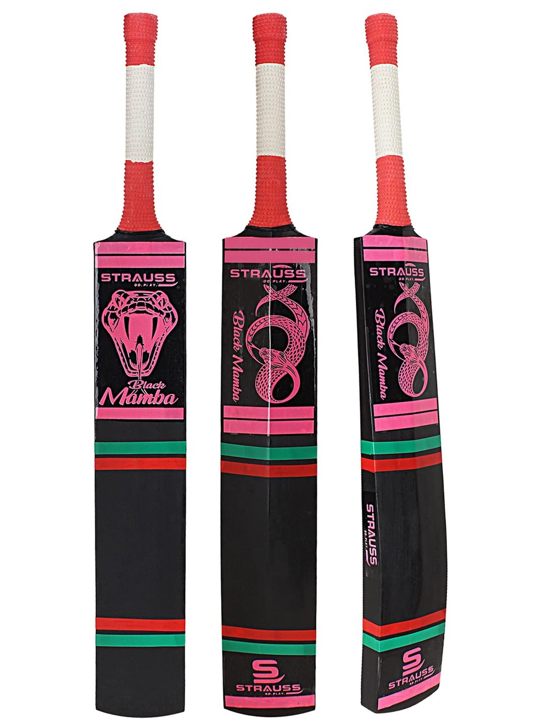 

STRAUSS Black & Pink Printed Willow Wood Cricket Bat