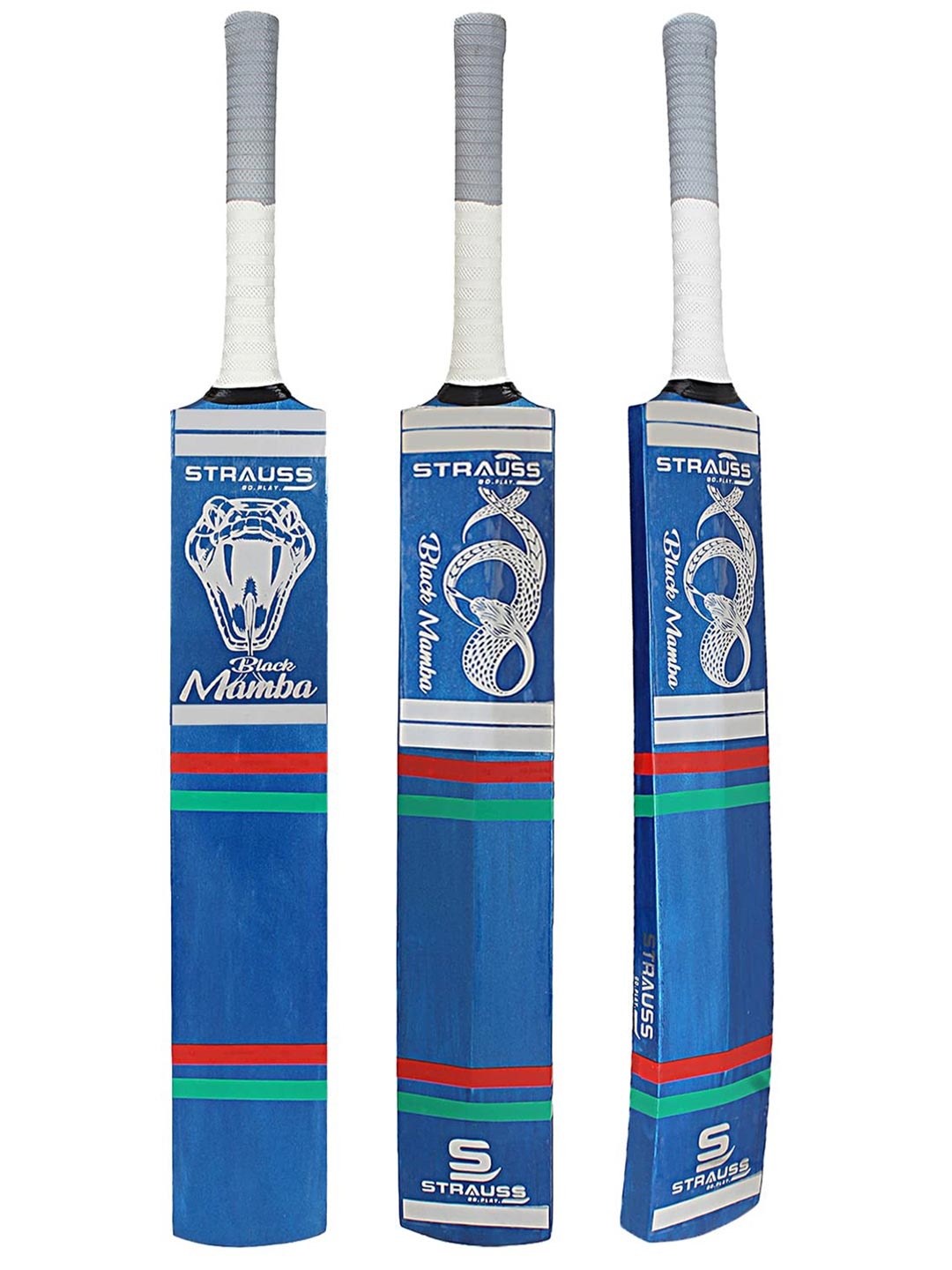 

STRAUSS Blue & White Printed Cricket Bat