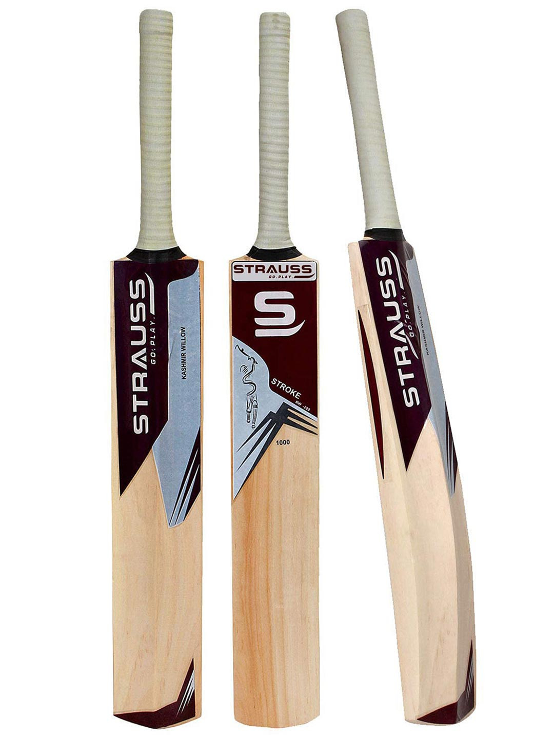 

STRAUSS Beige & Brown Printed Willow Wood Cricket Bat