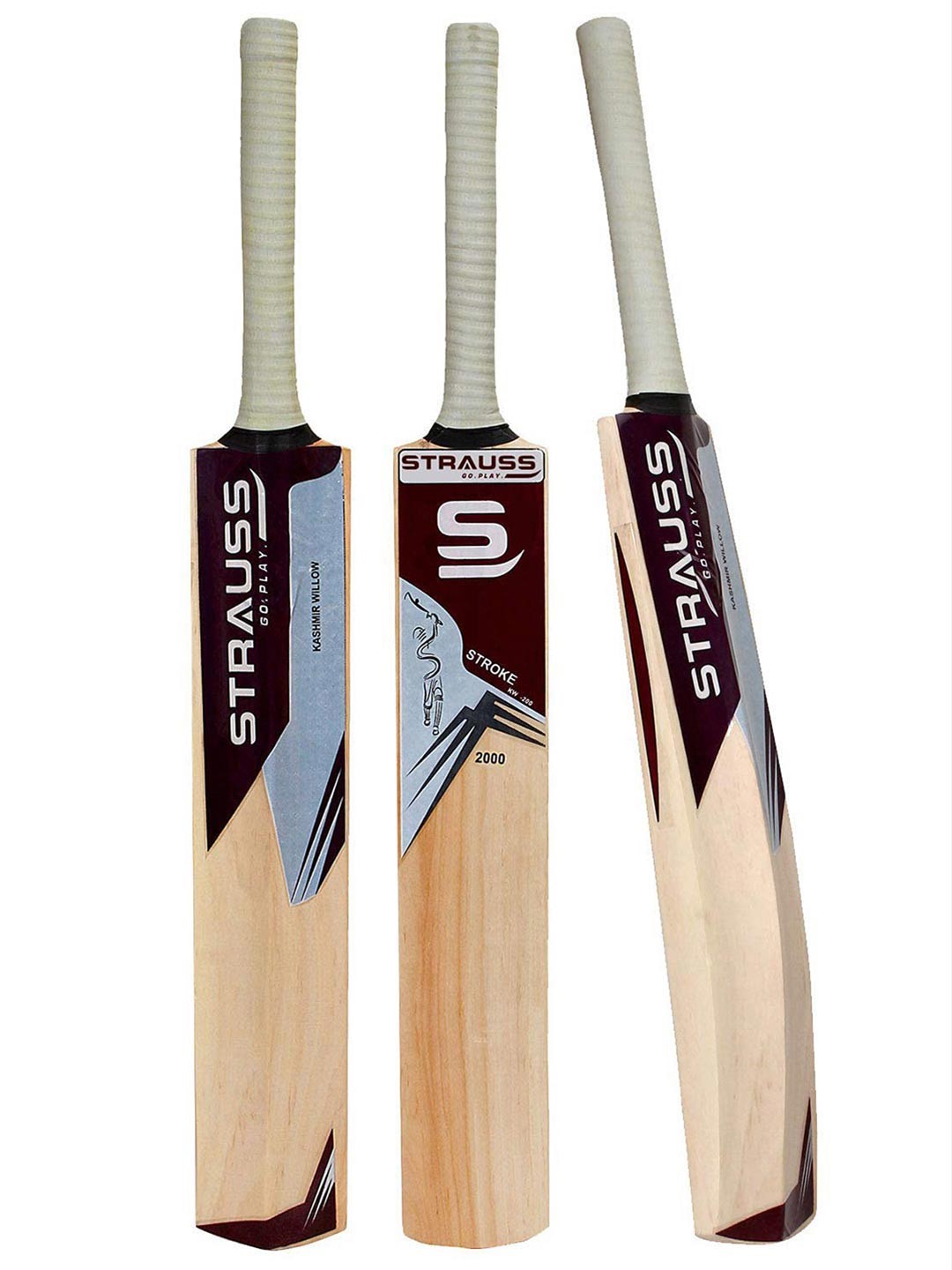 

STRAUSS Beige & Black Printed Willow Wood Cricket Bat