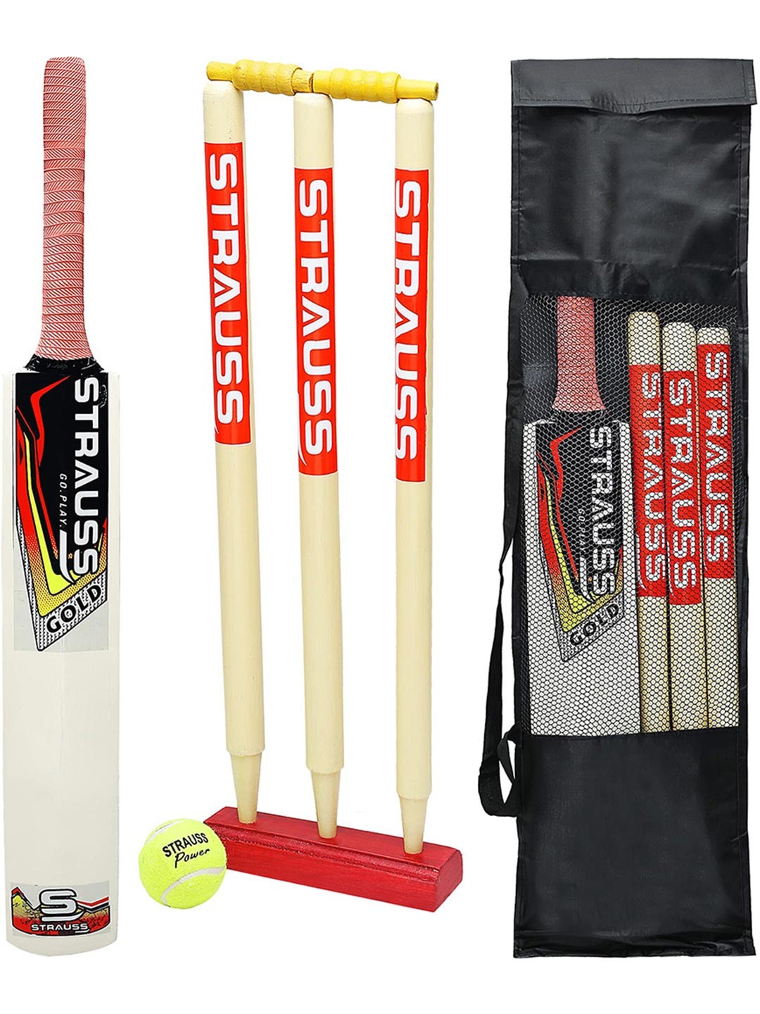 

STRAUSS Kids Beige & Blue Printed Willow Wood Cricket Bat, Na