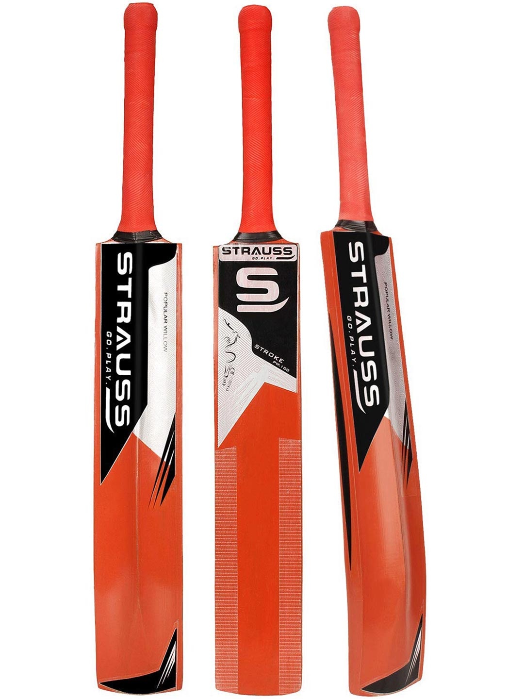 

STRAUSS Kids Red Printed Willow Wood Cricket Bat, Na