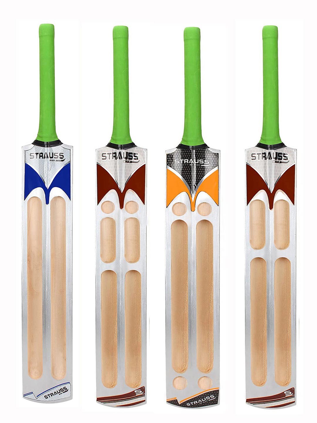 

STRAUSS Beige & Green Printed Willow Wood Cricket Bat