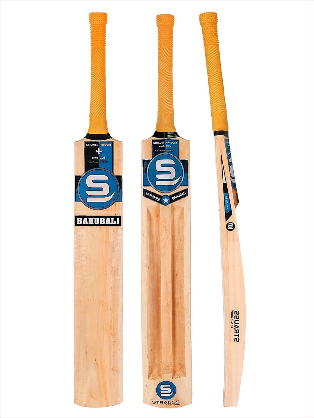 

STRAUSS Kids Beige & Orange Printed Willow Wood Cricket Bat, Na