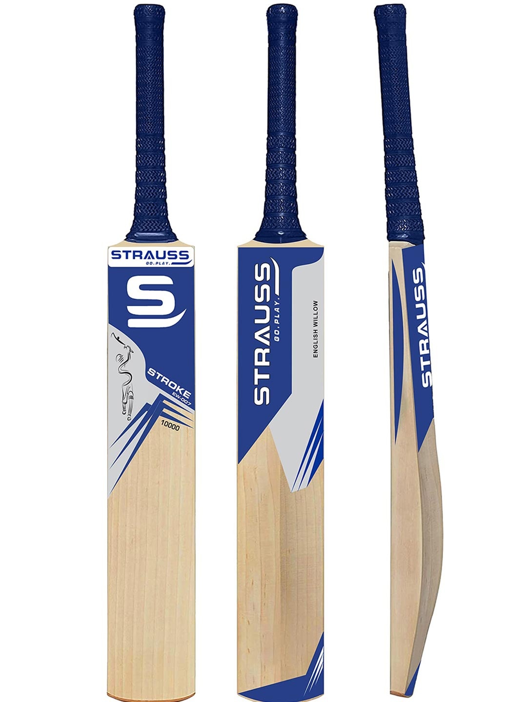

STRAUSS Beige & Blue Printed English Willow Cricket Bats