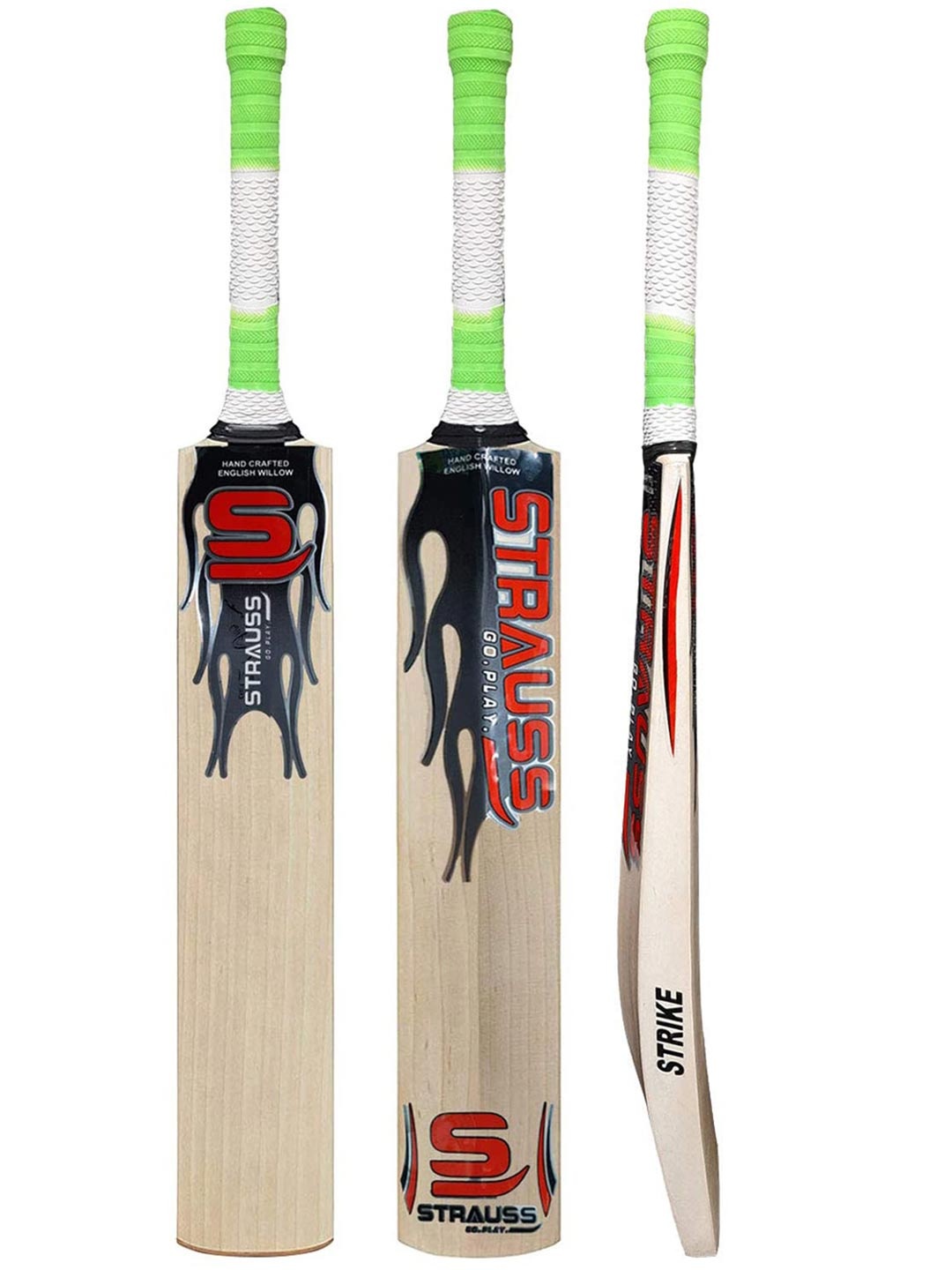 

STRAUSS Kids Beige & Red Printed Willow Wood Cricket Bat