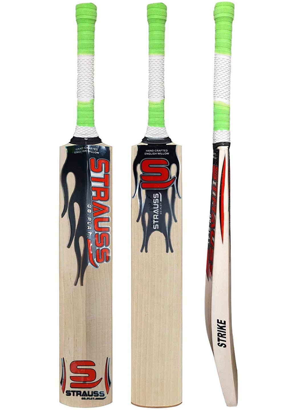 

STRAUSS Kids Beige & red Printed Willow Wood Cricket Bat