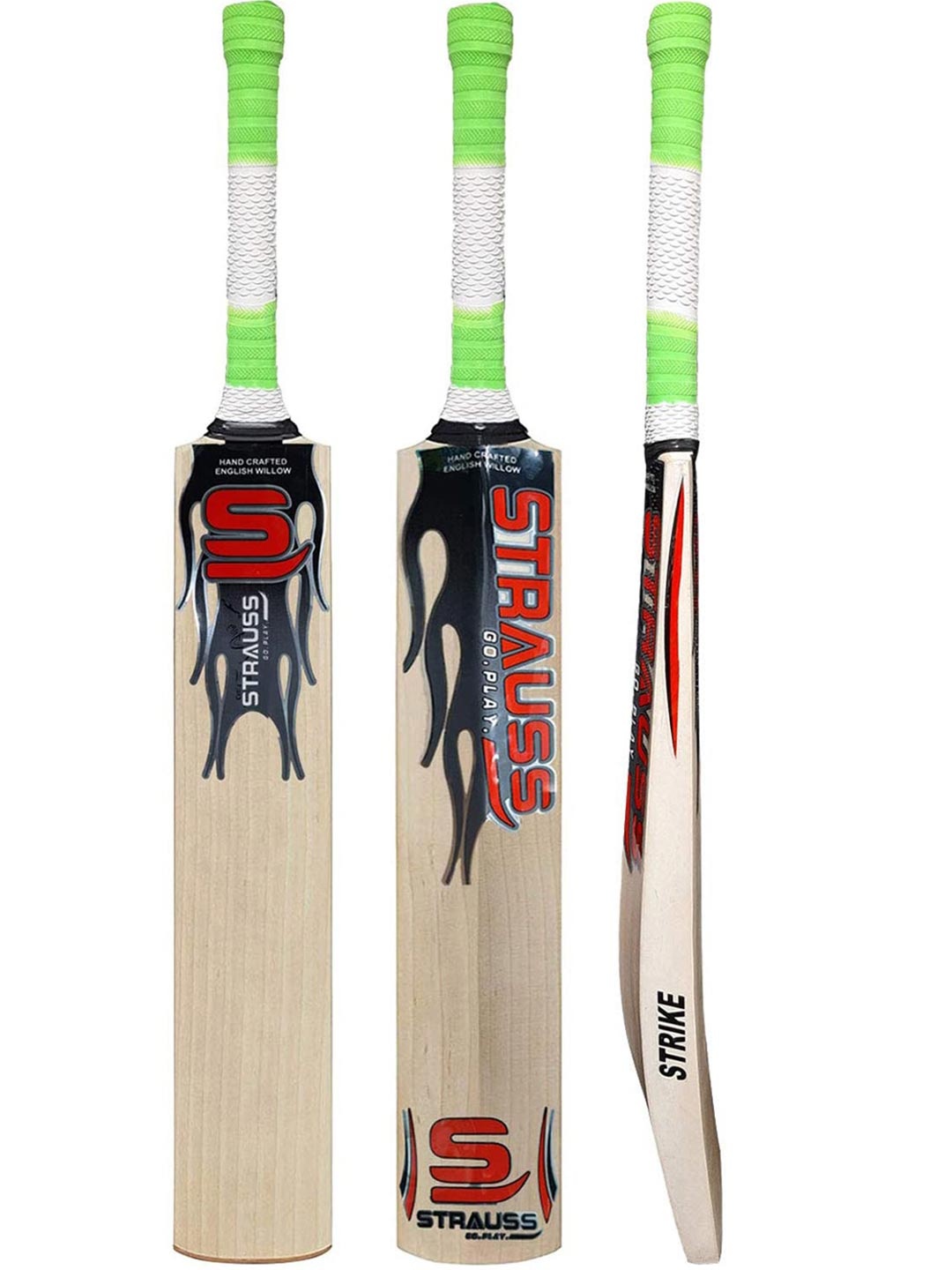 

STRAUSS Kids Beige & Black Printed Willow Wood Cricket Bat