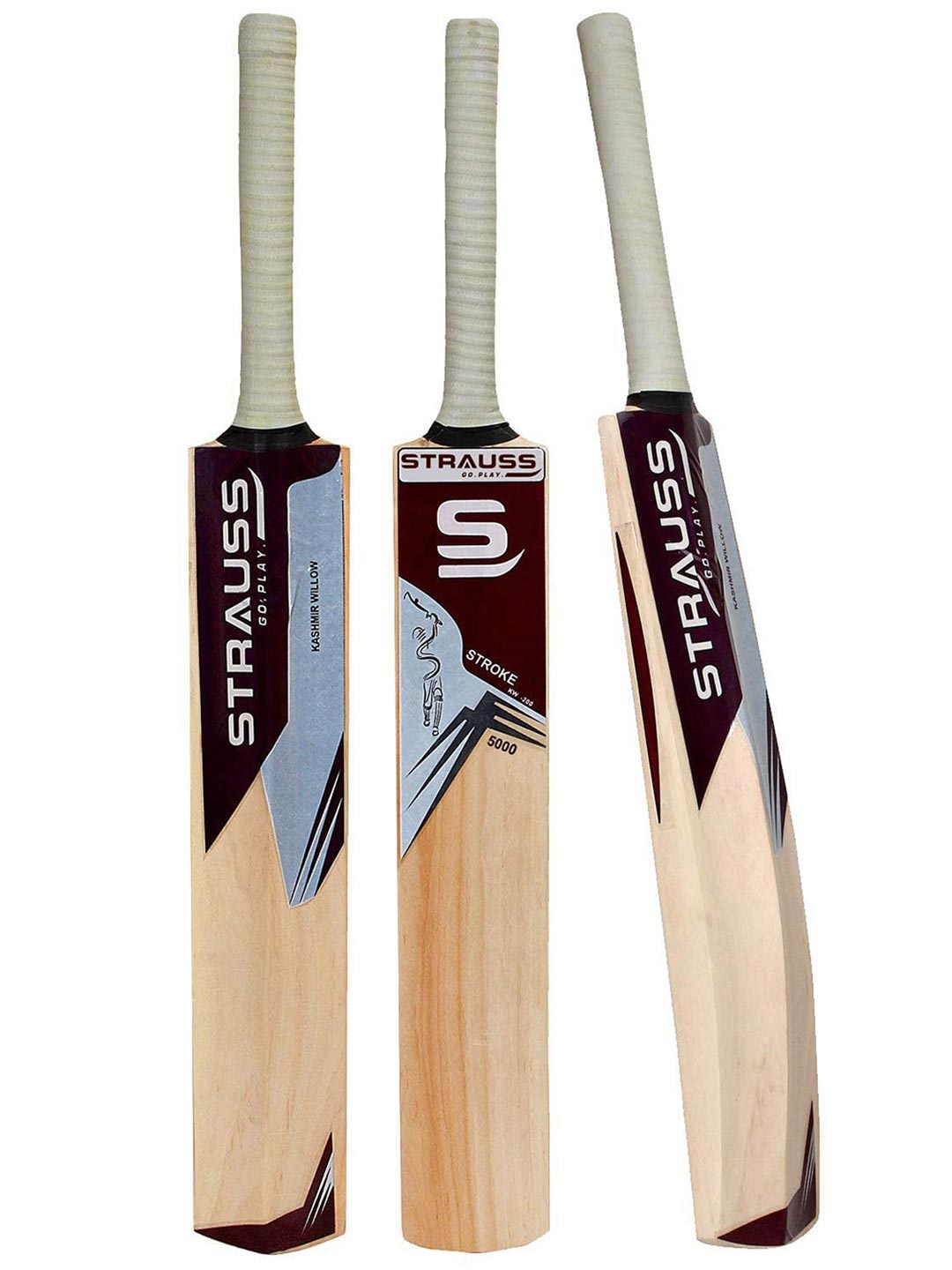 

STRAUSS Beige Kashmir Willow Wood Cricket Bat, Na