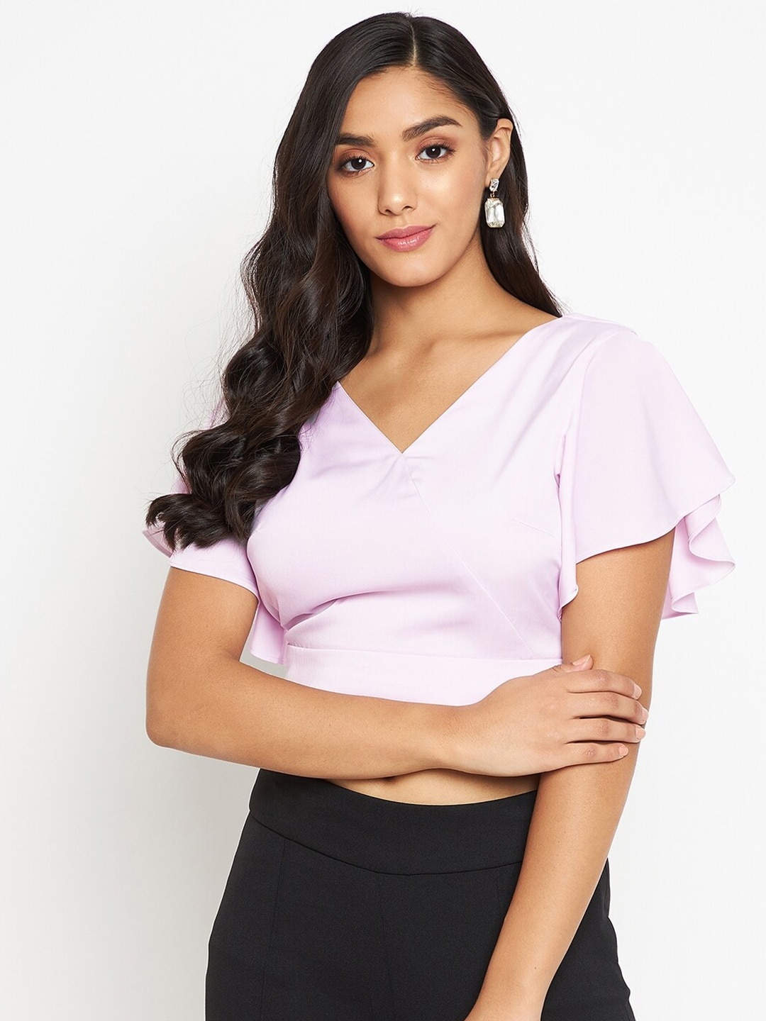 

Madame Pink Solid Crop Top