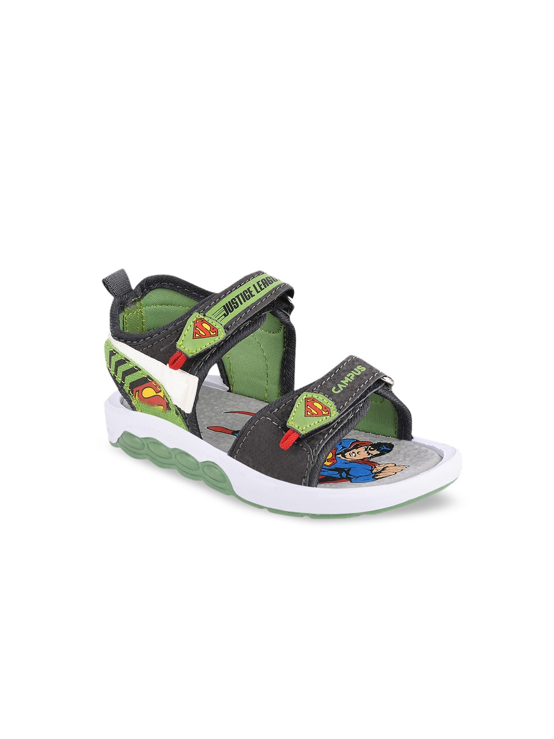 

Campus Kids Grey & Green Solid Sports Sandals
