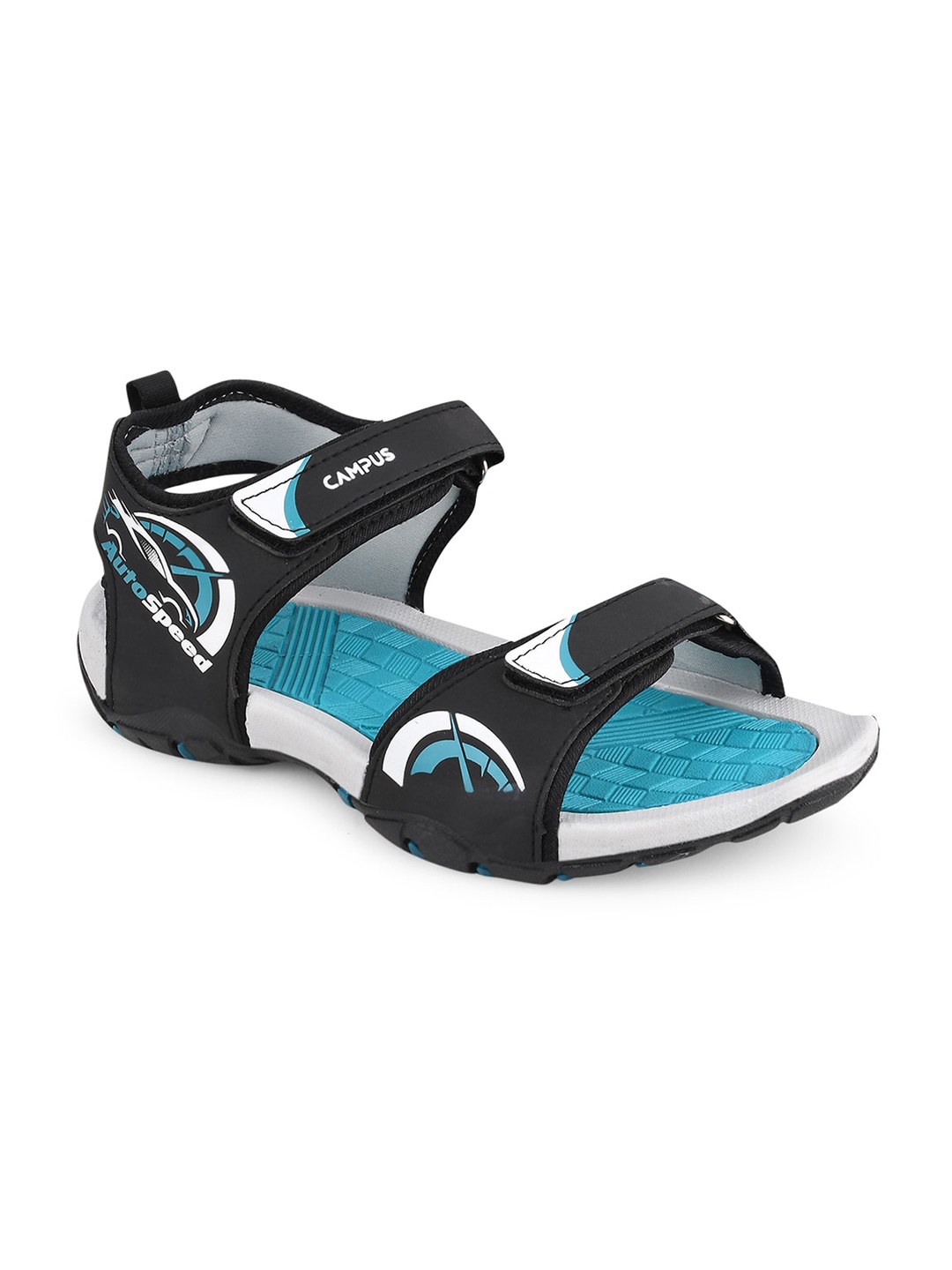 

Campus Kids Black & Blue Solid Sports Sandals