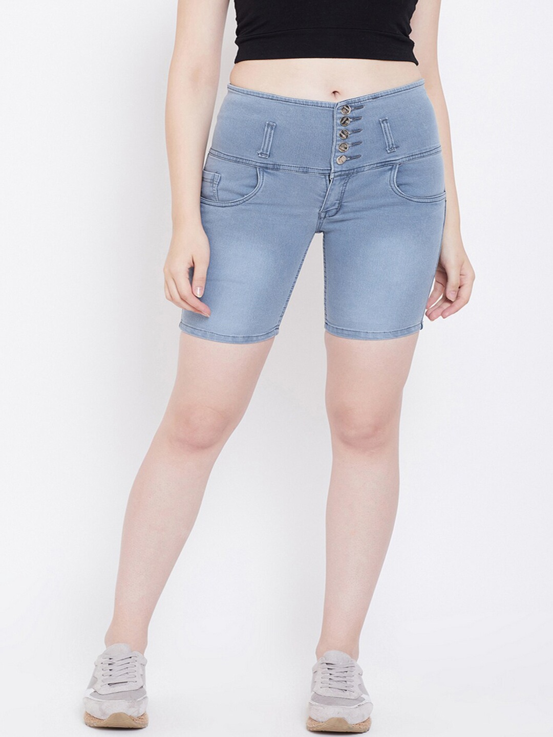 

Nifty Women Blue Washed Skinny Fit Denim Shorts
