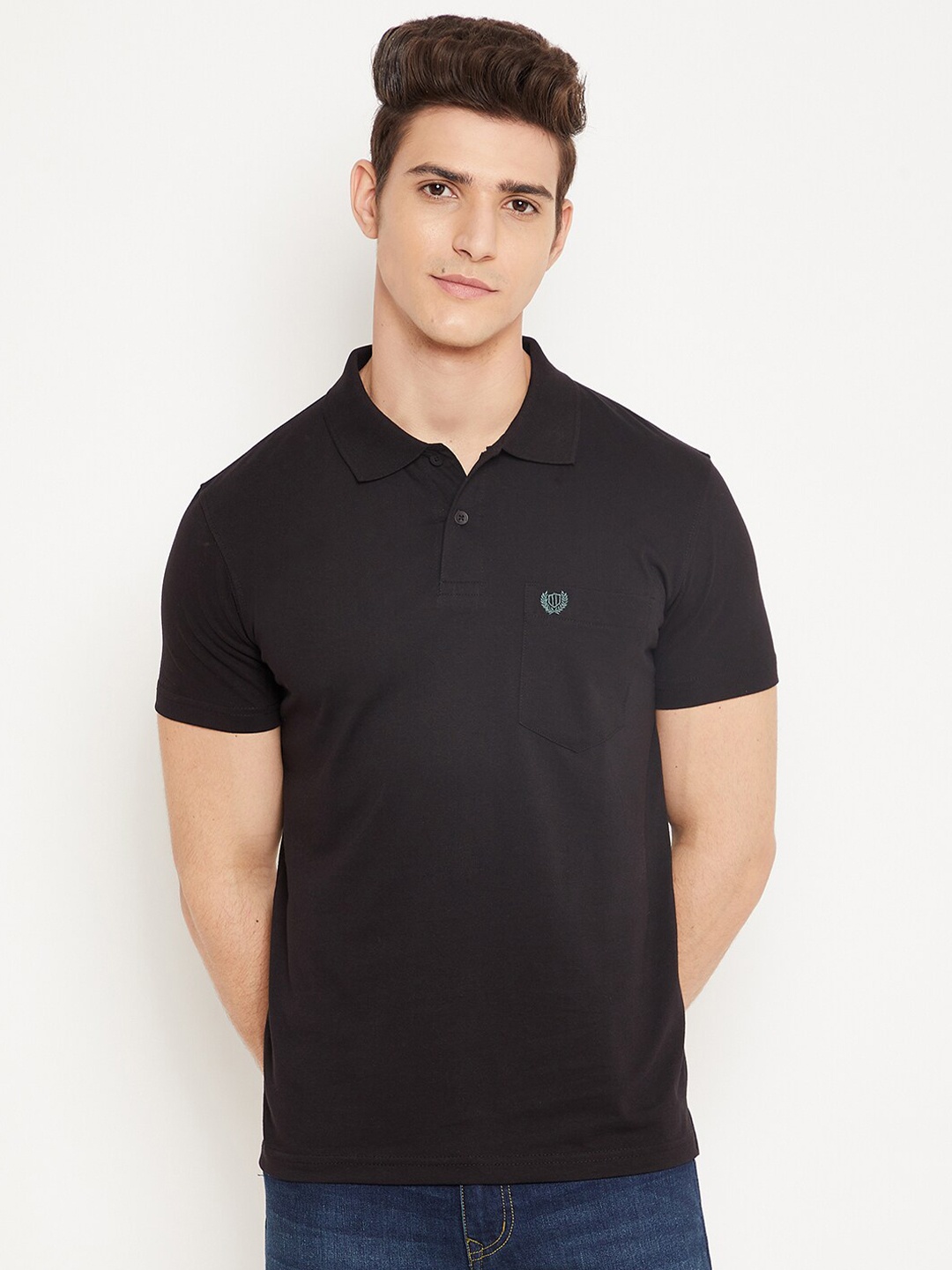 

Duke Men Black Polo Collar T-shirt