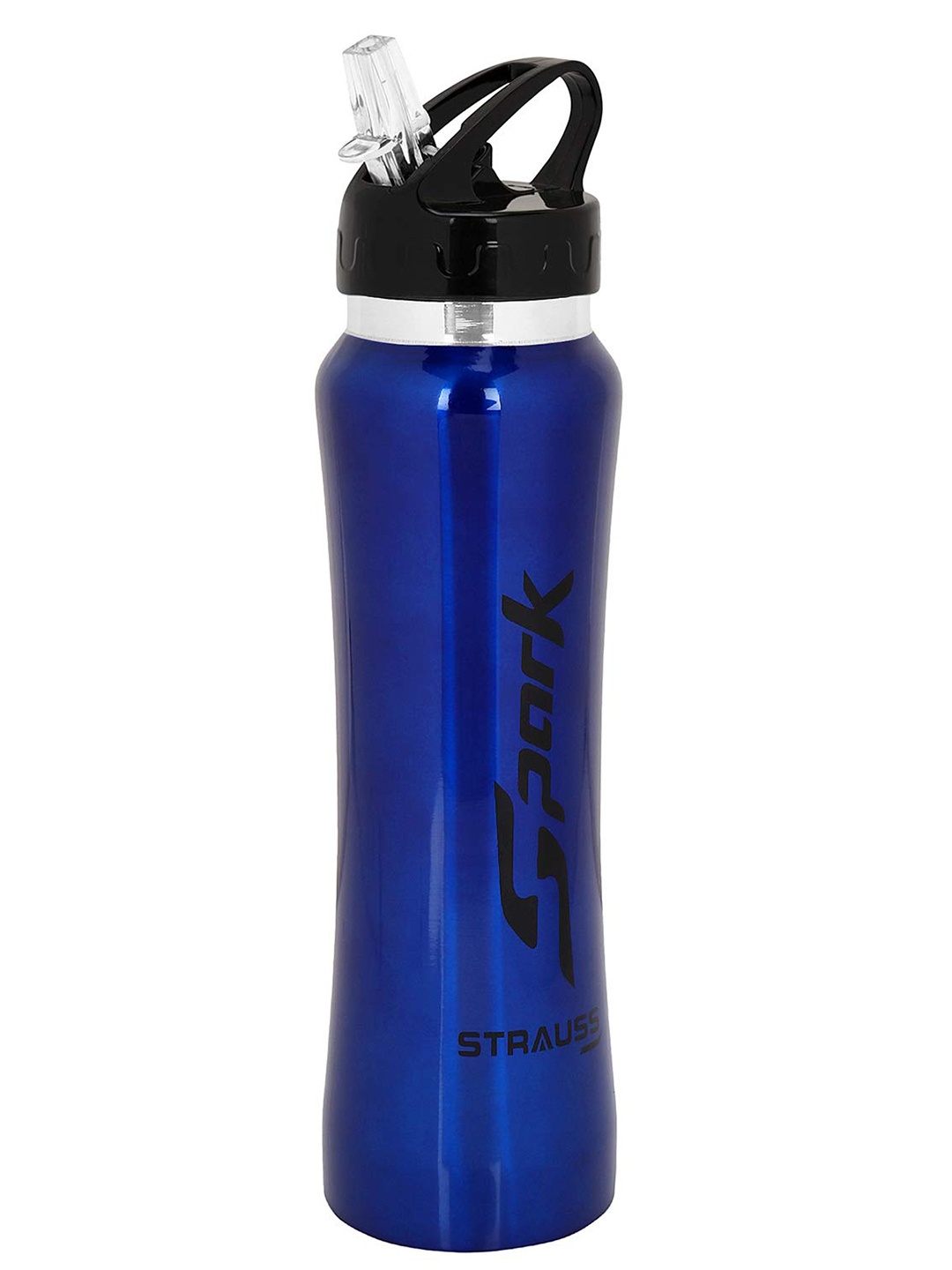 

STRAUSS Blue & Black Solid Stainless-Steel Metal Finish Water Bottle - 750 ml