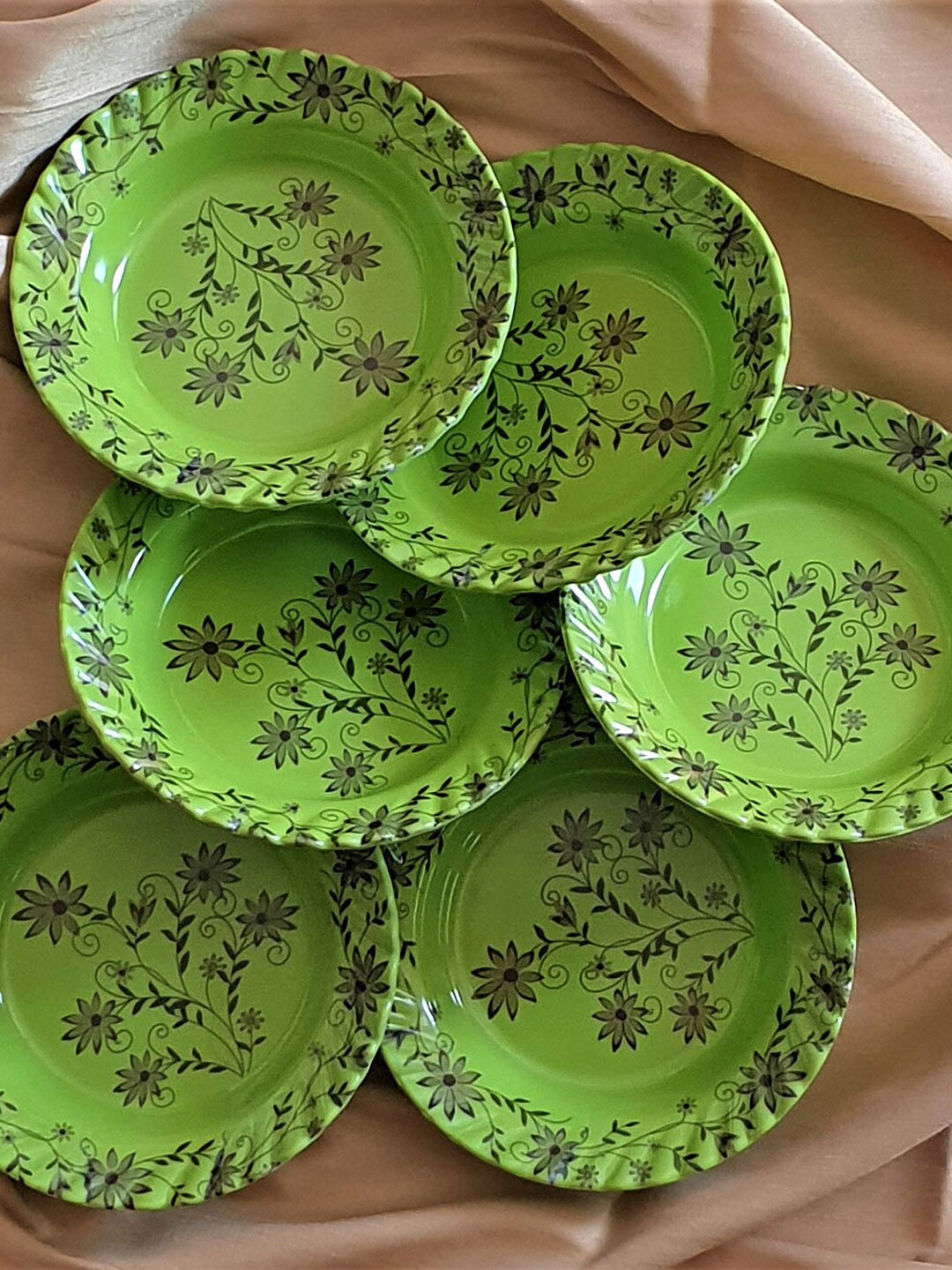 

Gallery99 Green & Black 6 Pieces Floral Printed Melamine Glossy Plates