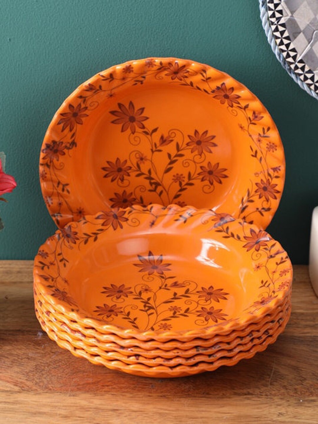 

Gallery99 Orange & Brown 12 Pieces Printed Melamine Glossy Plates