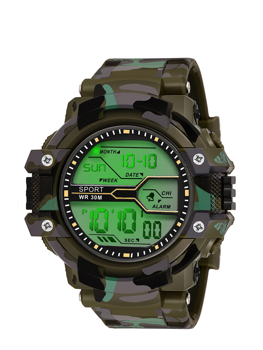 

YOUNG MISSION Unisex Kids Grey Printed Dial & Green Straps Digital Watch