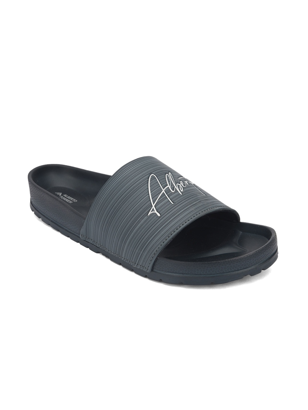 

Alberto Torresi Men Blue & White Printed Sliders