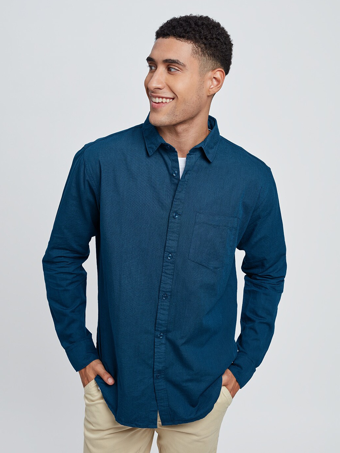 

The Souled Store Men Navy Blue Casual Shirt