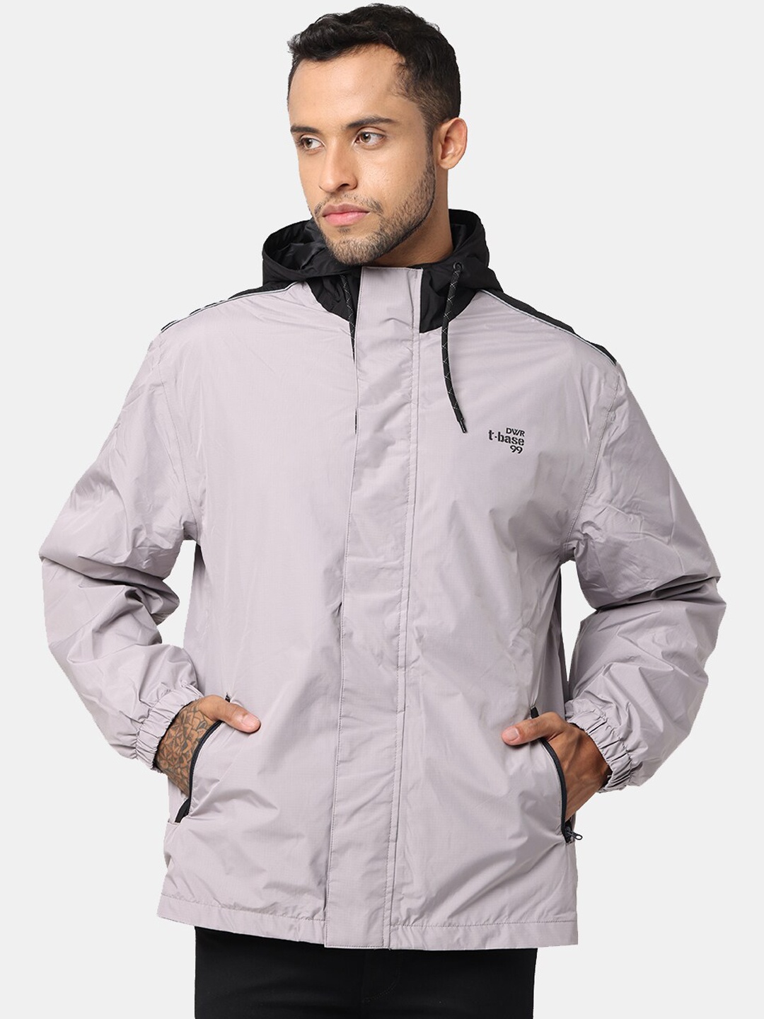 

t-base Men Beige Windcheater and Water Resistant Sporty Jacket