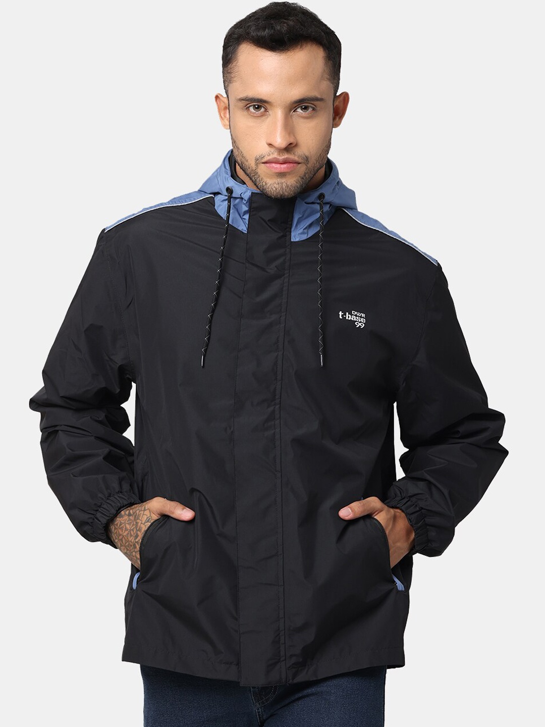 

t-base Men Blue Windcheater and Water Resistant Sporty Jacket