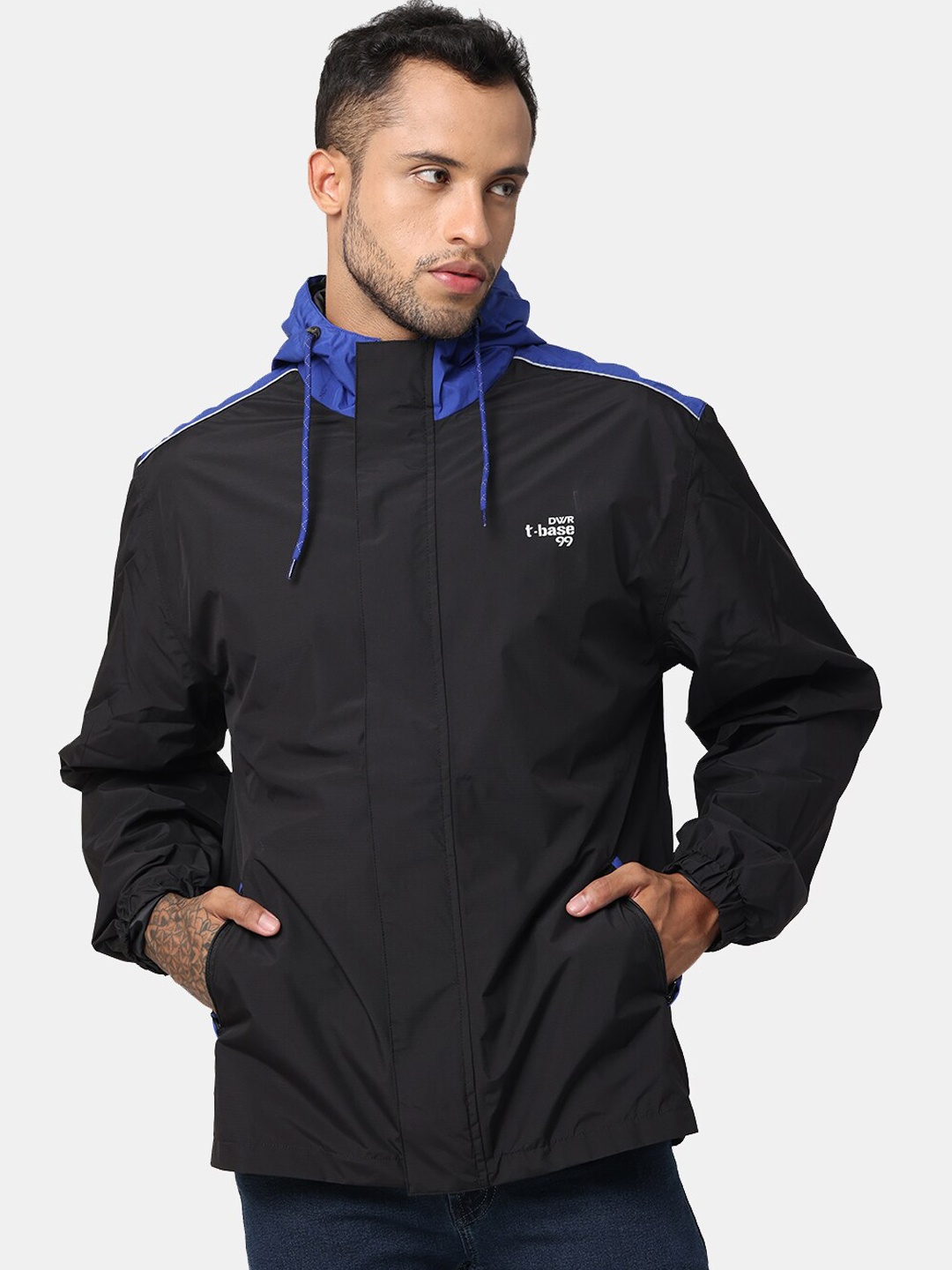 

t-base Men Blue Windcheater and Water Resistant Sporty Jacket