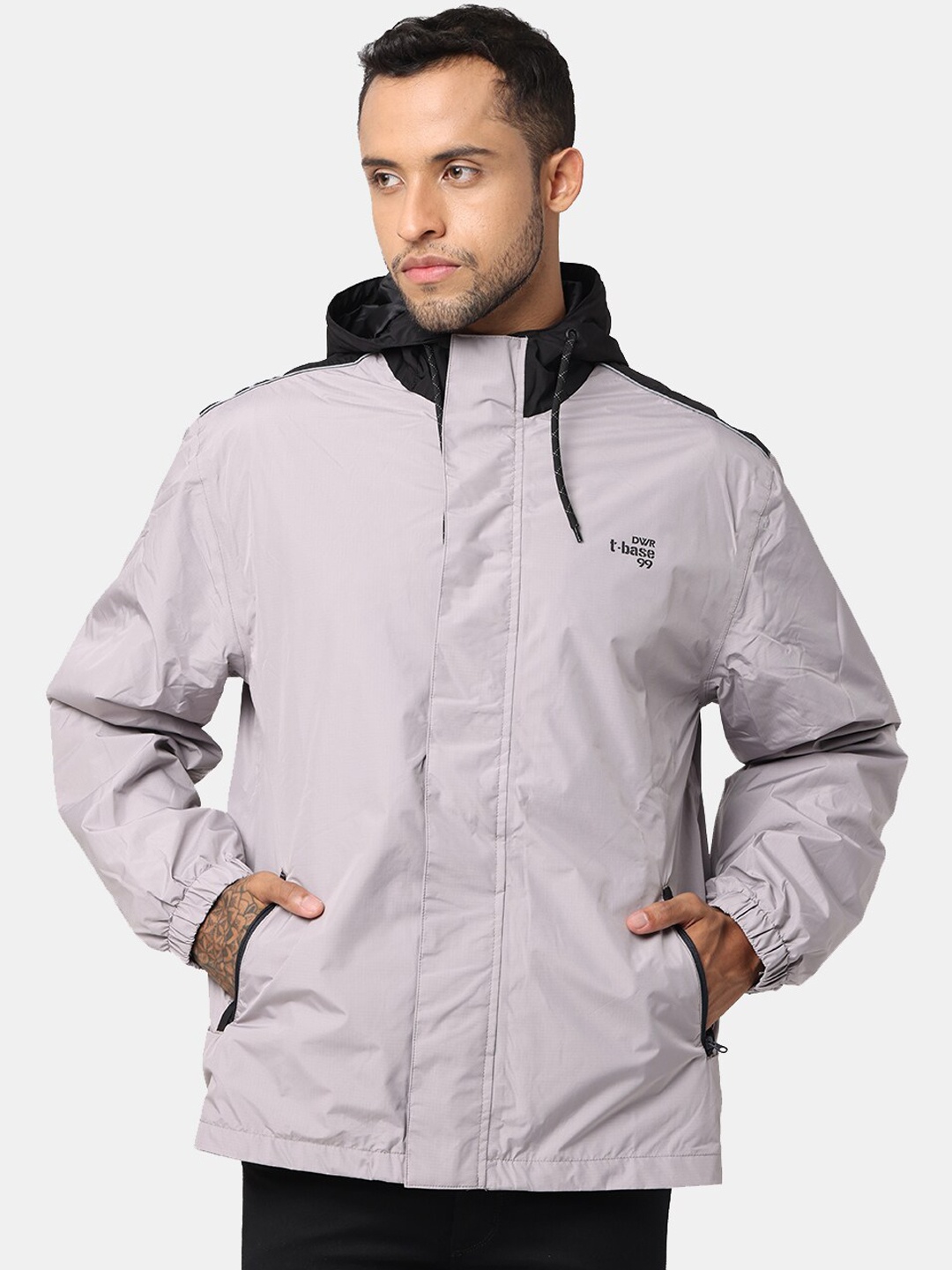 

t-base Men Beige Windcheater and Water Resistant Sporty Jacket