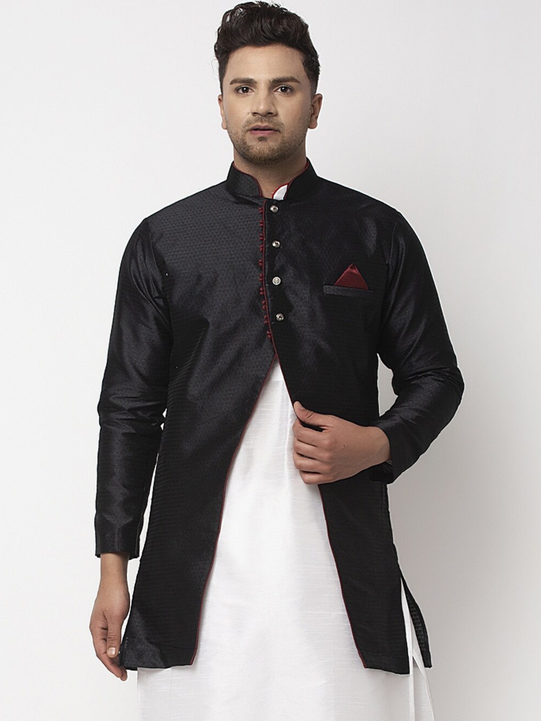 

Benstoke Men Black Longline Tailored Jacket