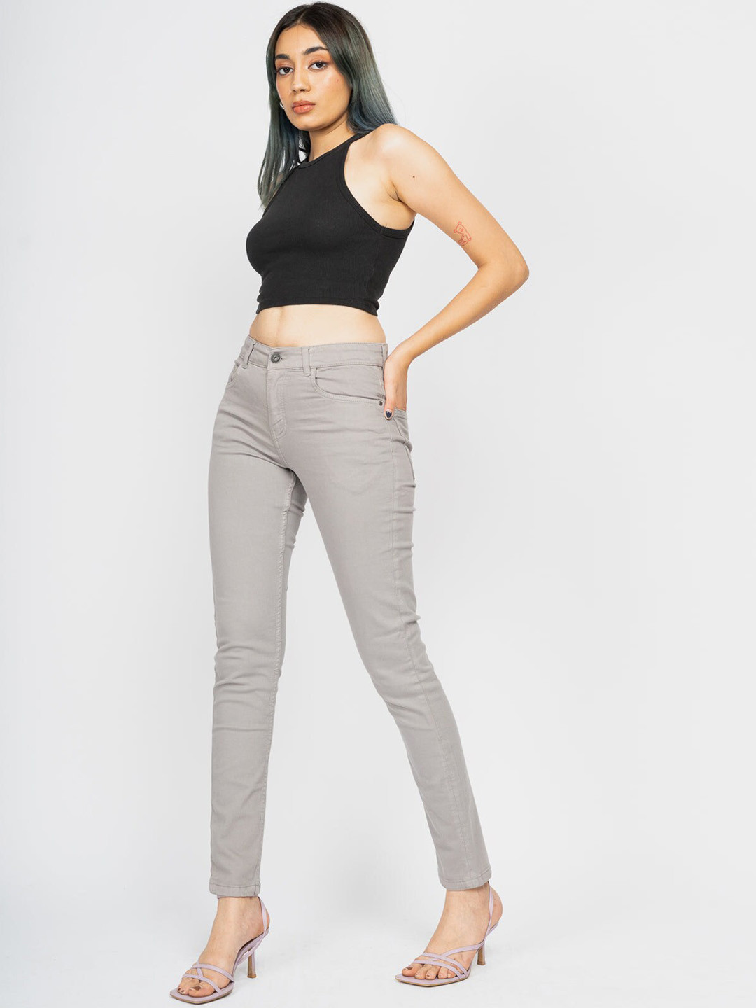 

FREAKINS Women Grey Skinny Fit High-Rise Jeans