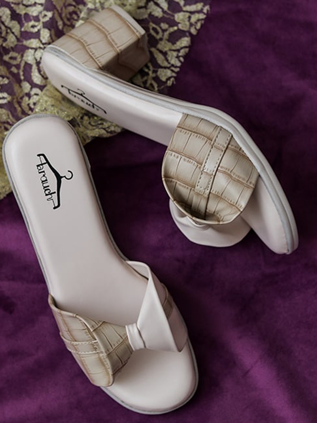 

Brauch Beige Printed Block Heels with Bows