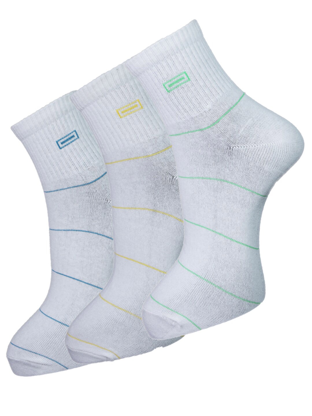 

Dollar Socks Men Pack Of 3 White Striped Cotton Socks