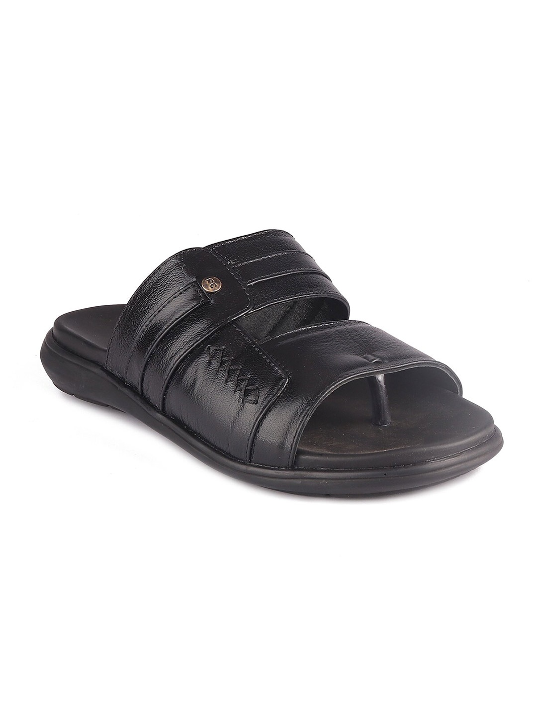 

Red Chief Men Black Leather Comfort Sandals